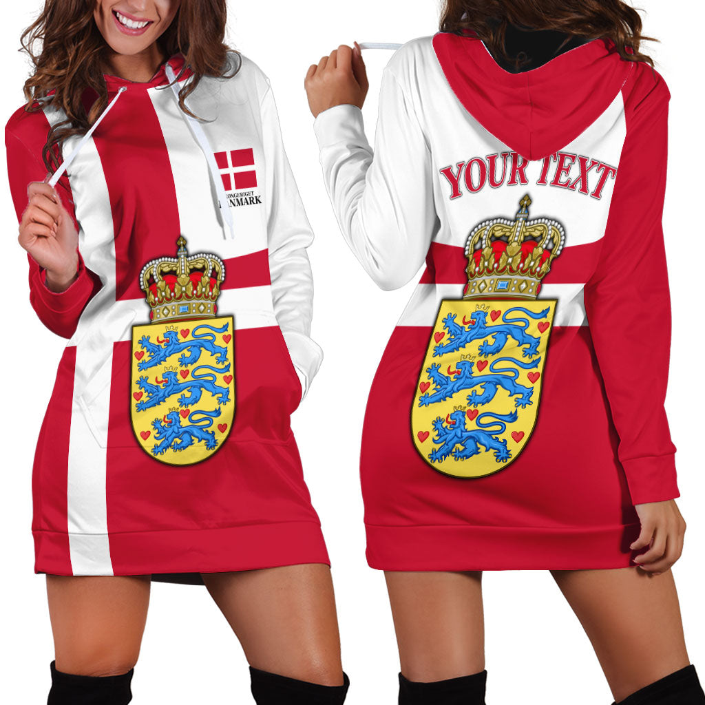 Personalized Denmark Coat Of Arms Hoodie Dress Danish Flag Heritage Graphic With Crown Symbolism