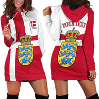 Personalized Denmark Coat Of Arms Hoodie Dress Danish Flag Heritage Graphic With Crown Symbolism