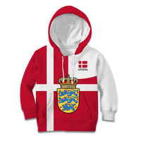 Personalized Denmark Coat Of Arms Kid Hoodie Danish Flag Heritage Graphic With Crown Symbolism