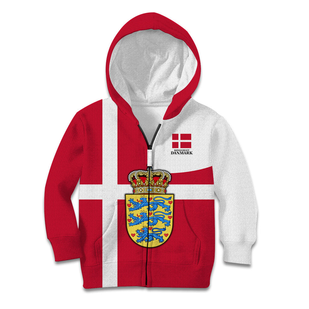 Personalized Denmark Coat Of Arms Kid Hoodie Danish Flag Heritage Graphic With Crown Symbolism