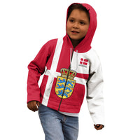 Personalized Denmark Coat Of Arms Kid Hoodie Danish Flag Heritage Graphic With Crown Symbolism