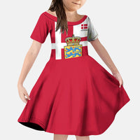 Personalized Denmark Coat Of Arms Kid Short Sleeve Dress Danish Flag Heritage Graphic With Crown Symbolism