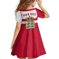 Personalized Denmark Coat Of Arms Kid Short Sleeve Dress Danish Flag Heritage Graphic With Crown Symbolism