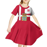 Personalized Denmark Coat Of Arms Kid Short Sleeve Dress Danish Flag Heritage Graphic With Crown Symbolism