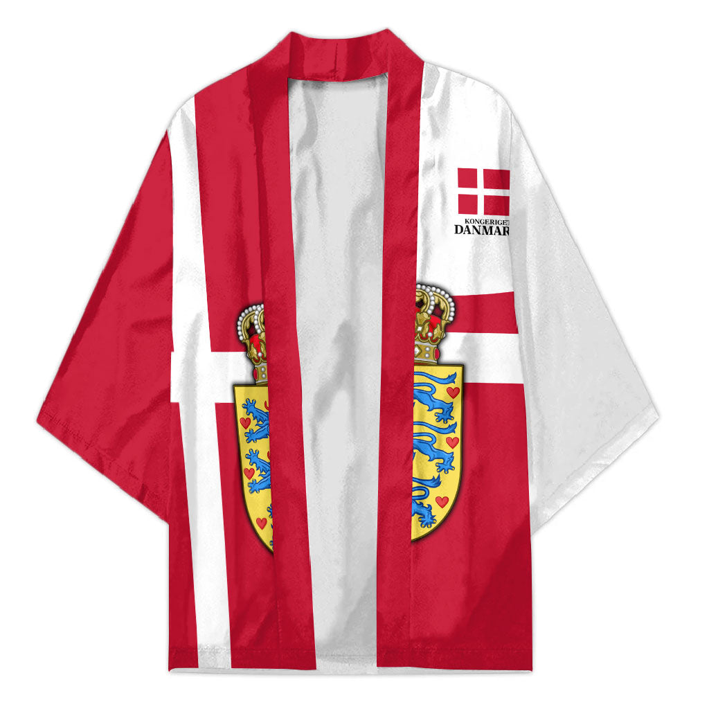 Personalized Denmark Coat Of Arms Kimono Danish Flag Heritage Graphic With Crown Symbolism