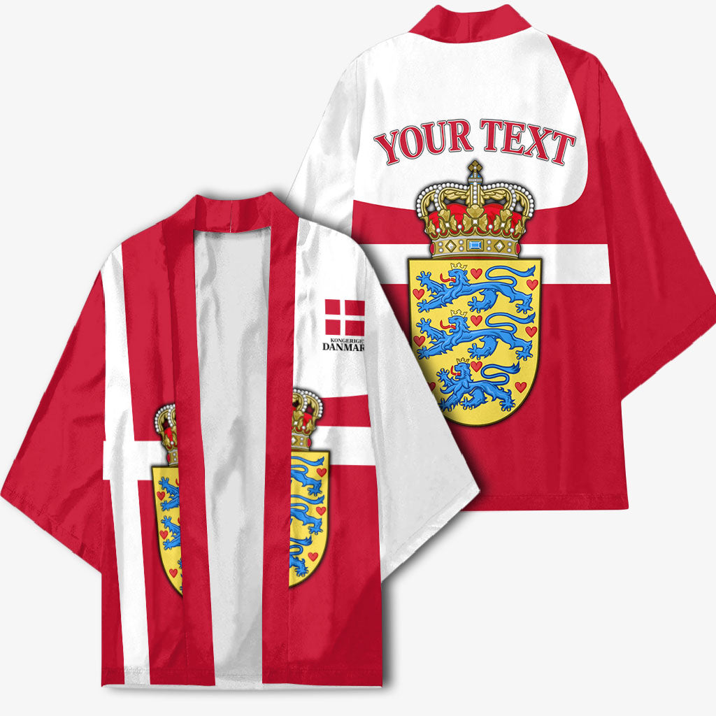 Personalized Denmark Coat Of Arms Kimono Danish Flag Heritage Graphic With Crown Symbolism