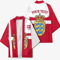 Personalized Denmark Coat Of Arms Kimono Danish Flag Heritage Graphic With Crown Symbolism