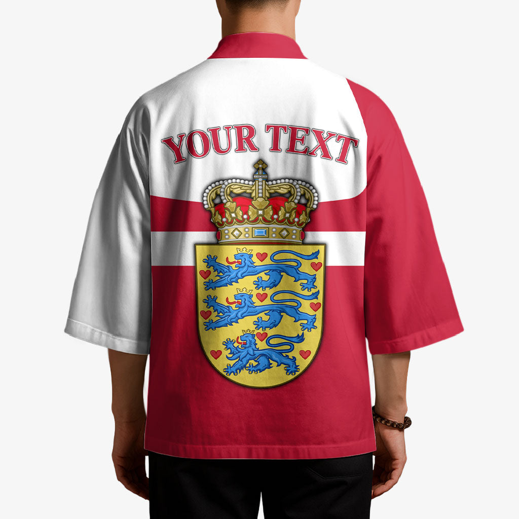 Personalized Denmark Coat Of Arms Kimono Danish Flag Heritage Graphic With Crown Symbolism