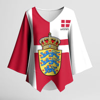 Personalized Denmark Coat Of Arms Kimono Sleeve Blouse Danish Flag Heritage Graphic With Crown Symbolism