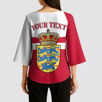 Personalized Denmark Coat Of Arms Kimono Sleeve Blouse Danish Flag Heritage Graphic With Crown Symbolism