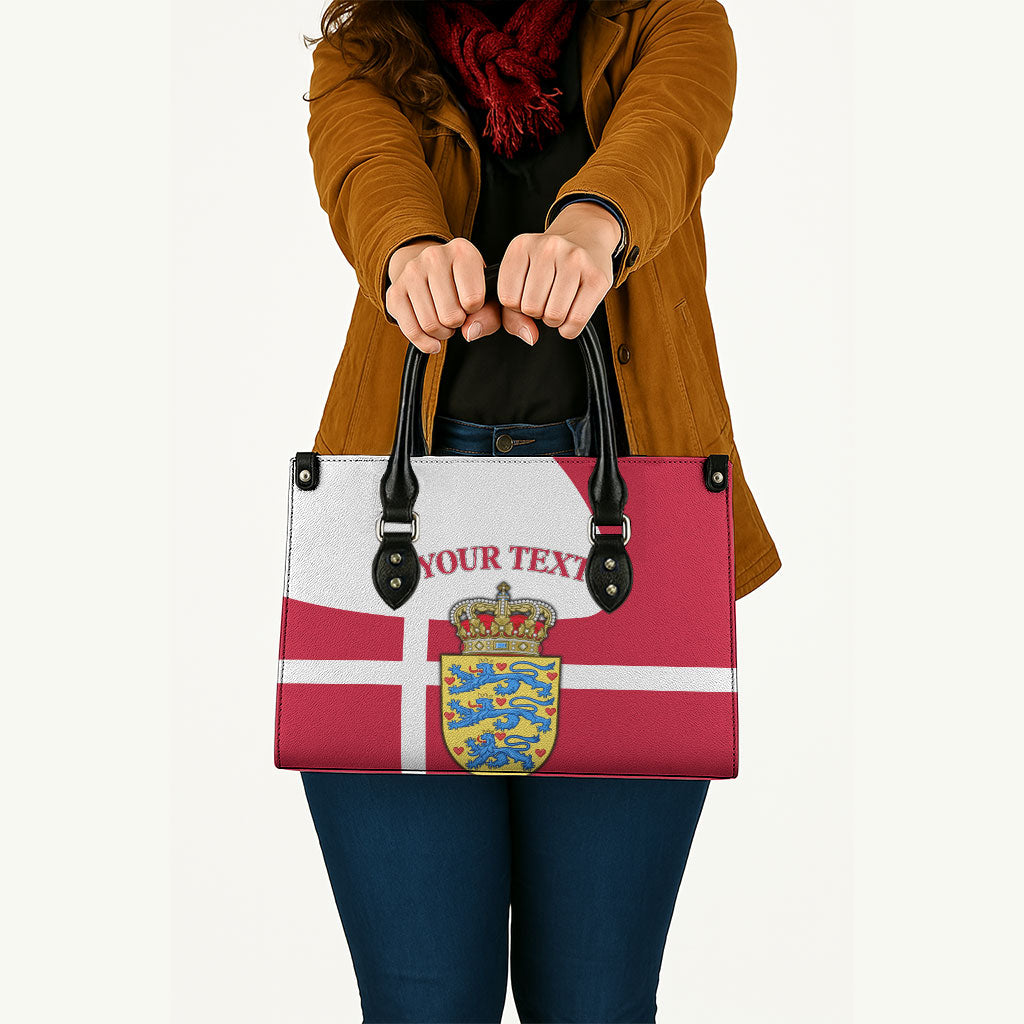 Personalized Denmark Coat Of Arms Leather Bag Danish Flag Heritage Graphic With Crown Symbolism