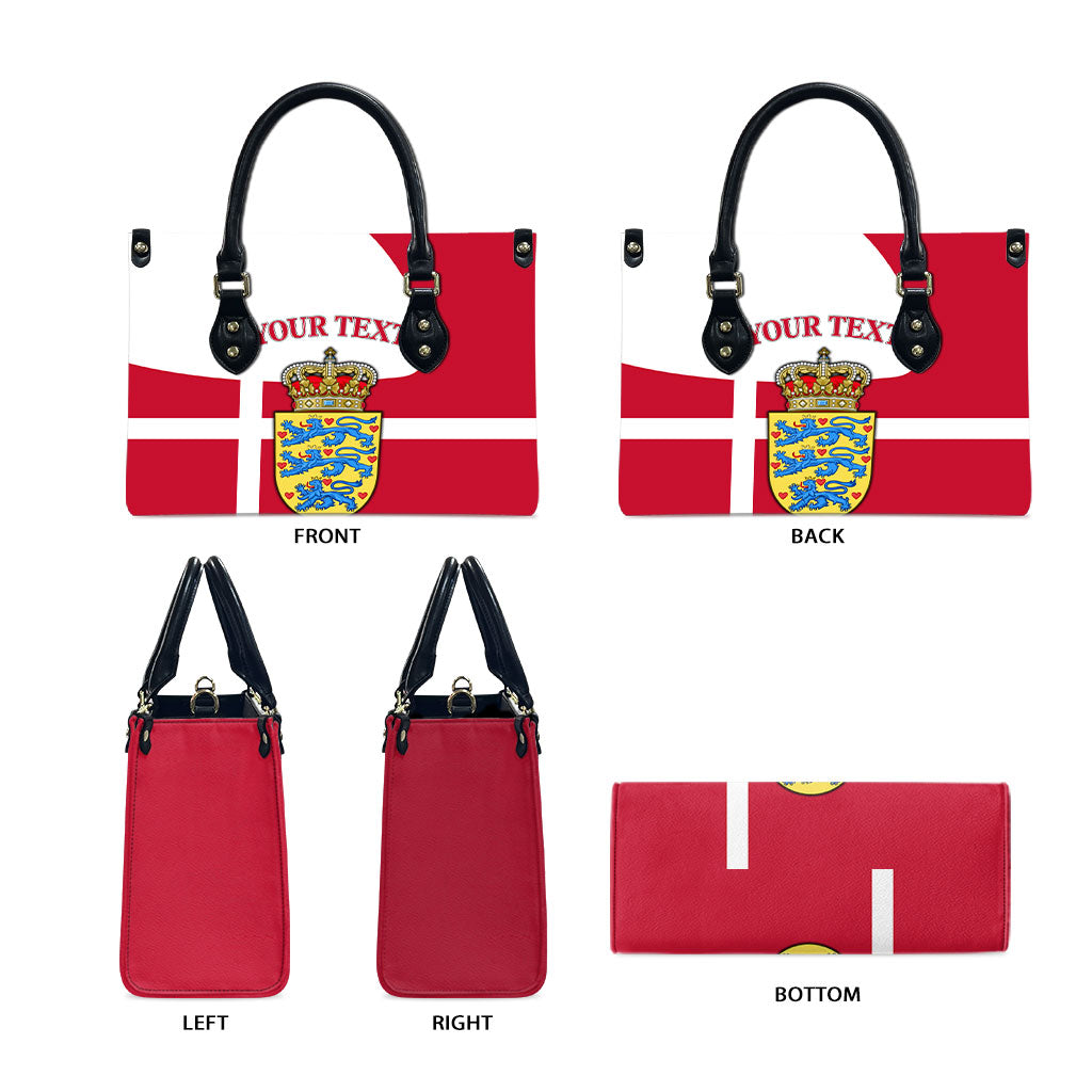 Personalized Denmark Coat Of Arms Leather Bag Danish Flag Heritage Graphic With Crown Symbolism
