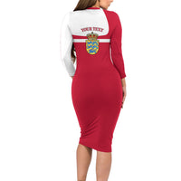 Personalized Denmark Coat Of Arms Long Sleeve Bodycon Dress Danish Flag Heritage Graphic With Crown Symbolism
