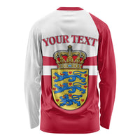 Personalized Denmark Coat Of Arms Long Sleeve Shirt Danish Flag Heritage Graphic With Crown Symbolism