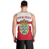 Personalized Denmark Coat Of Arms Men Tank Top Danish Flag Heritage Graphic With Crown Symbolism