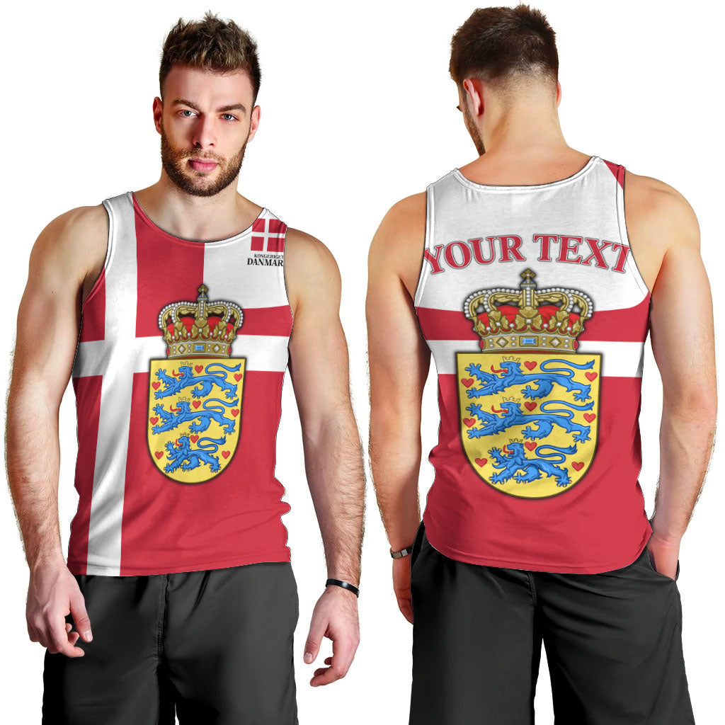 Personalized Denmark Coat Of Arms Men Tank Top Danish Flag Heritage Graphic With Crown Symbolism