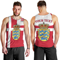 Personalized Denmark Coat Of Arms Men Tank Top Danish Flag Heritage Graphic With Crown Symbolism