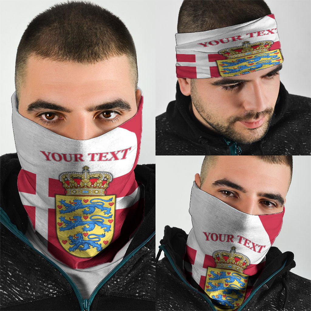 Personalized Denmark Coat Of Arms Neck Gaiter Danish Flag Heritage Graphic With Crown Symbolism