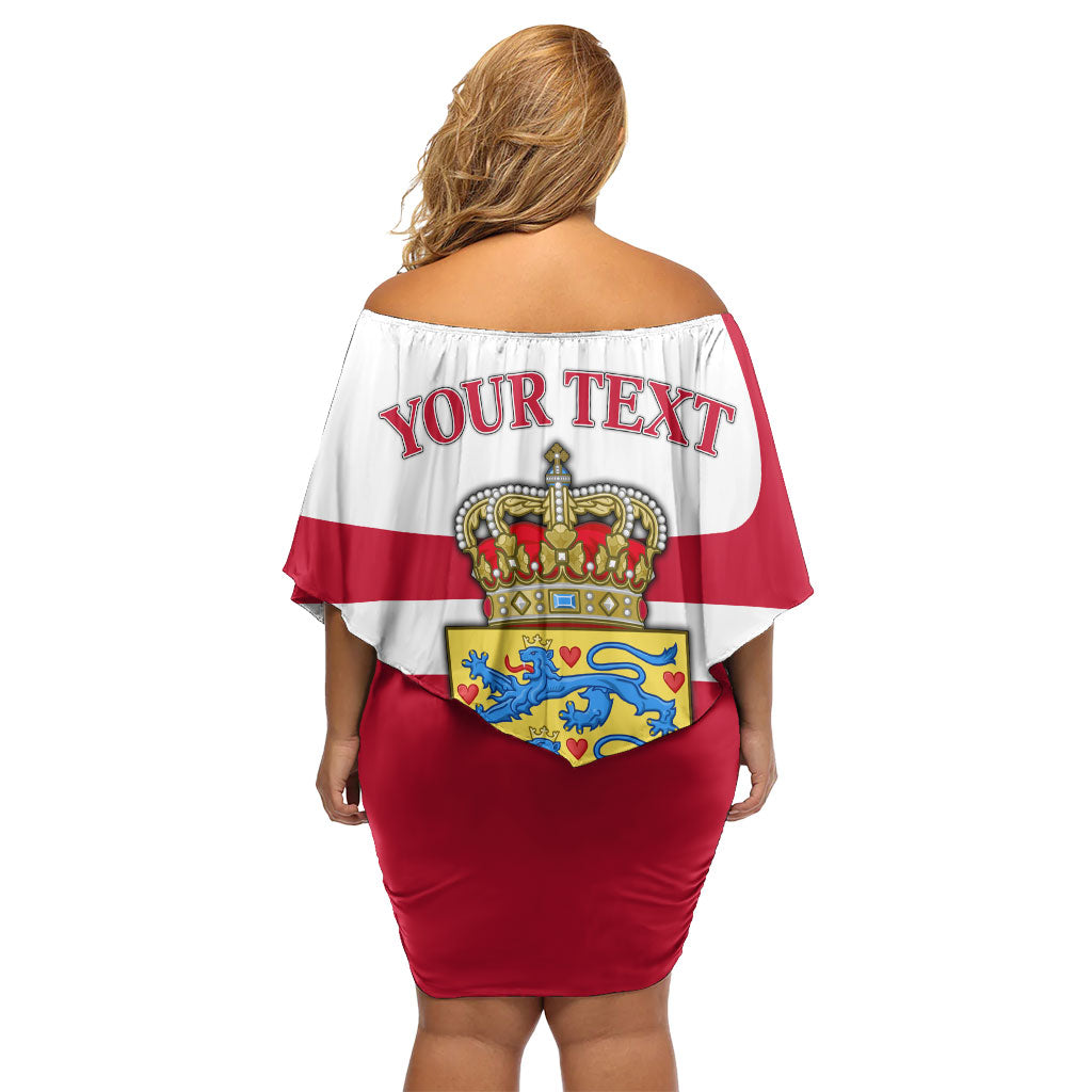 Personalized Denmark Coat Of Arms Off Shoulder Short Dress Danish Flag Heritage Graphic With Crown Symbolism