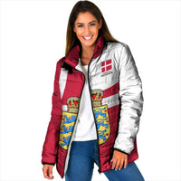 Personalized Denmark Coat Of Arms Padded Jacket Danish Flag Heritage Graphic With Crown Symbolism