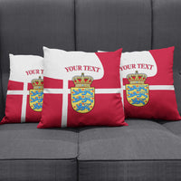 Personalized Denmark Coat Of Arms Pillow Cover Danish Flag Heritage Graphic With Crown Symbolism