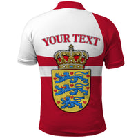 Personalized Denmark Coat Of Arms Polo Shirt Danish Flag Heritage Graphic With Crown Symbolism
