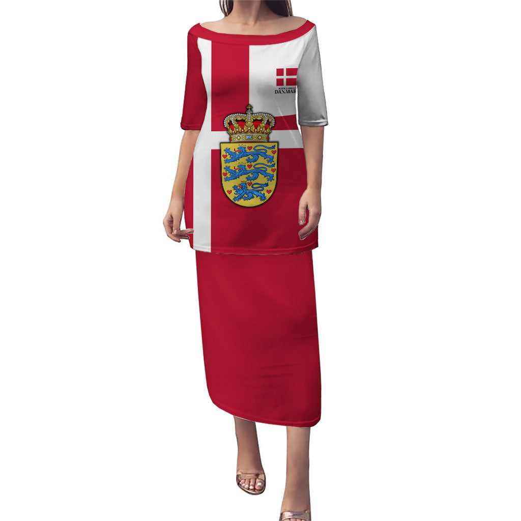 Personalized Denmark Coat Of Arms Puletasi Danish Flag Heritage Graphic With Crown Symbolism