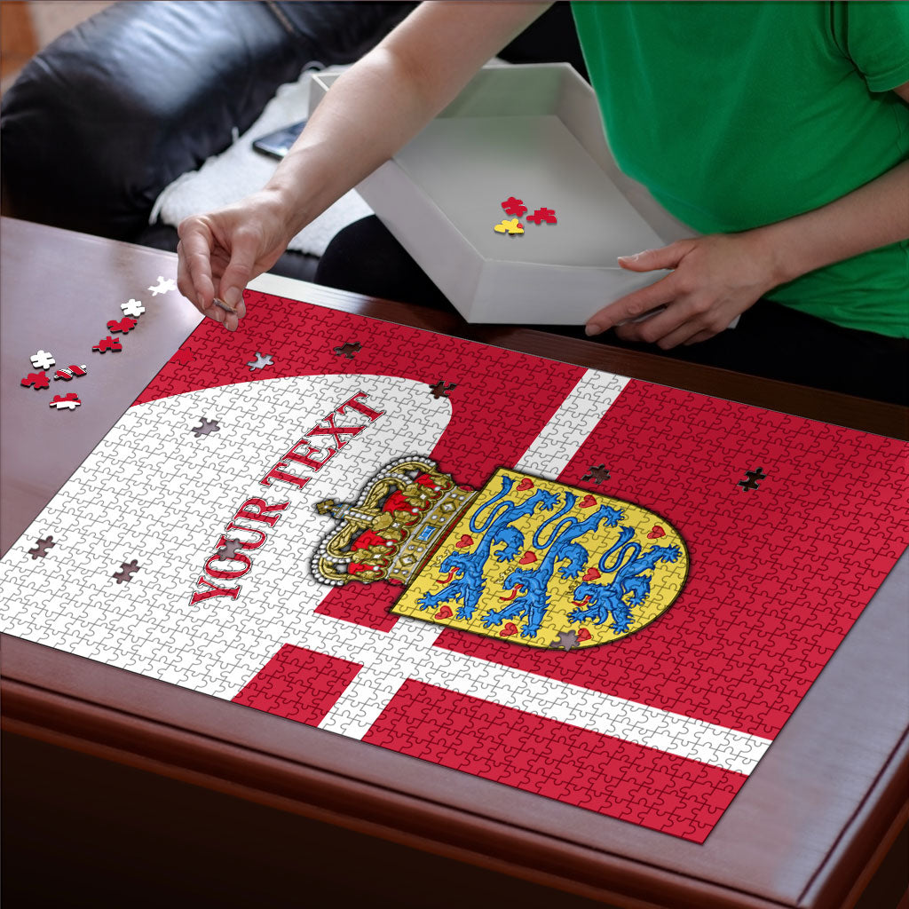Personalized Denmark Coat Of Arms Puzzle Danish Flag Heritage Graphic With Crown Symbolism