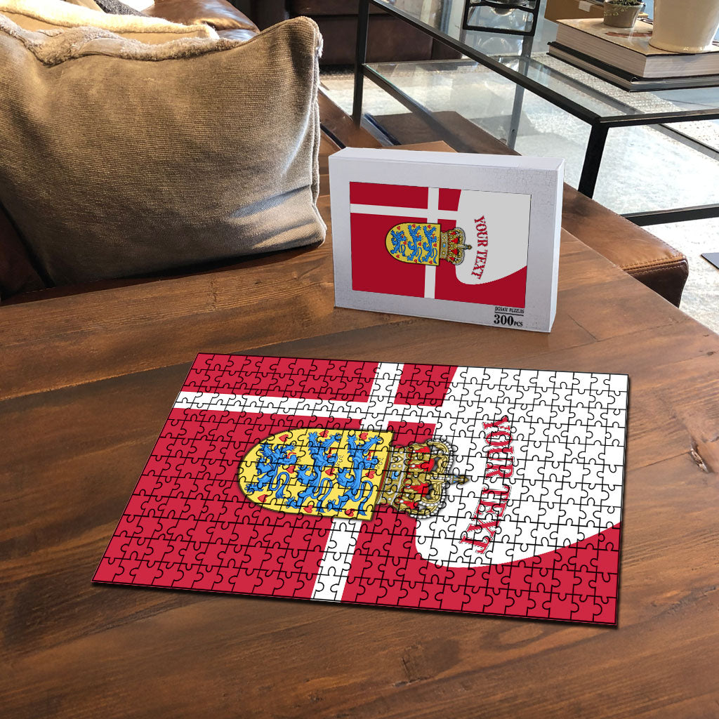Personalized Denmark Coat Of Arms Puzzle Danish Flag Heritage Graphic With Crown Symbolism