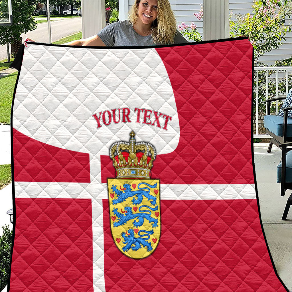 Personalized Denmark Coat Of Arms Quilt Danish Flag Heritage Graphic With Crown Symbolism