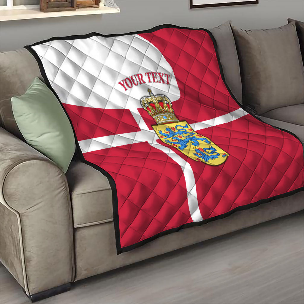 Personalized Denmark Coat Of Arms Quilt Danish Flag Heritage Graphic With Crown Symbolism
