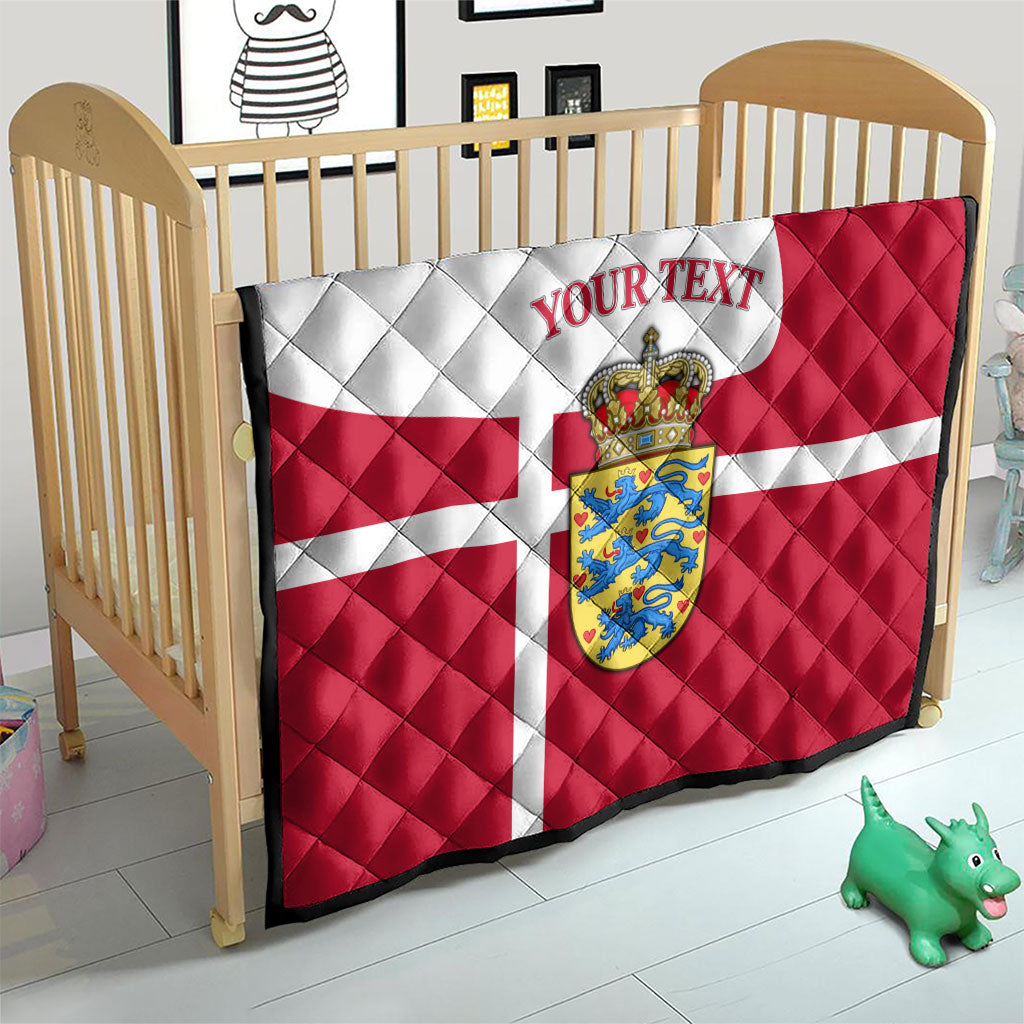 Personalized Denmark Coat Of Arms Quilt Danish Flag Heritage Graphic With Crown Symbolism