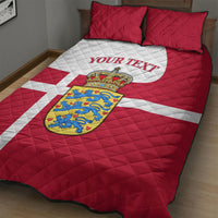 Personalized Denmark Coat Of Arms Quilt Bed Set Danish Flag Heritage Graphic With Crown Symbolism