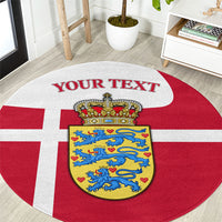 Personalized Denmark Coat Of Arms Round Carpet Danish Flag Heritage Graphic With Crown Symbolism