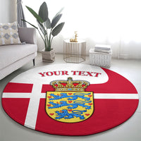 Personalized Denmark Coat Of Arms Round Carpet Danish Flag Heritage Graphic With Crown Symbolism