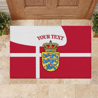 Personalized Denmark Coat Of Arms Rubber Doormat Danish Flag Heritage Graphic With Crown Symbolism