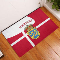 Personalized Denmark Coat Of Arms Rubber Doormat Danish Flag Heritage Graphic With Crown Symbolism