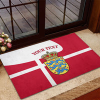 Personalized Denmark Coat Of Arms Rubber Doormat Danish Flag Heritage Graphic With Crown Symbolism
