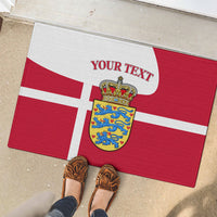 Personalized Denmark Coat Of Arms Rubber Doormat Danish Flag Heritage Graphic With Crown Symbolism