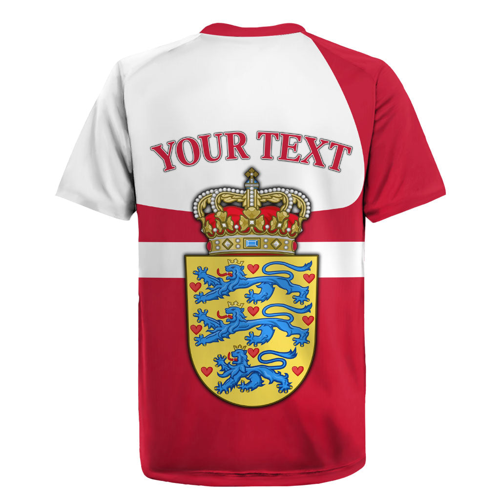 Personalized Denmark Coat Of Arms Rugby Jersey Danish Flag Heritage Graphic With Crown Symbolism