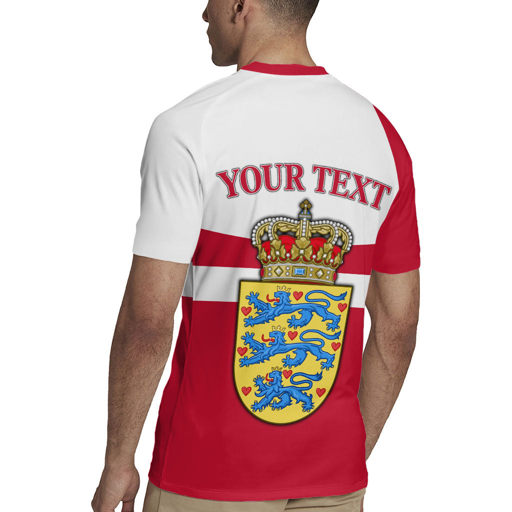 Personalized Denmark Coat Of Arms Rugby Jersey Danish Flag Heritage Graphic With Crown Symbolism