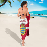 Personalized Denmark Coat Of Arms Sarong Danish Flag Heritage Graphic With Crown Symbolism