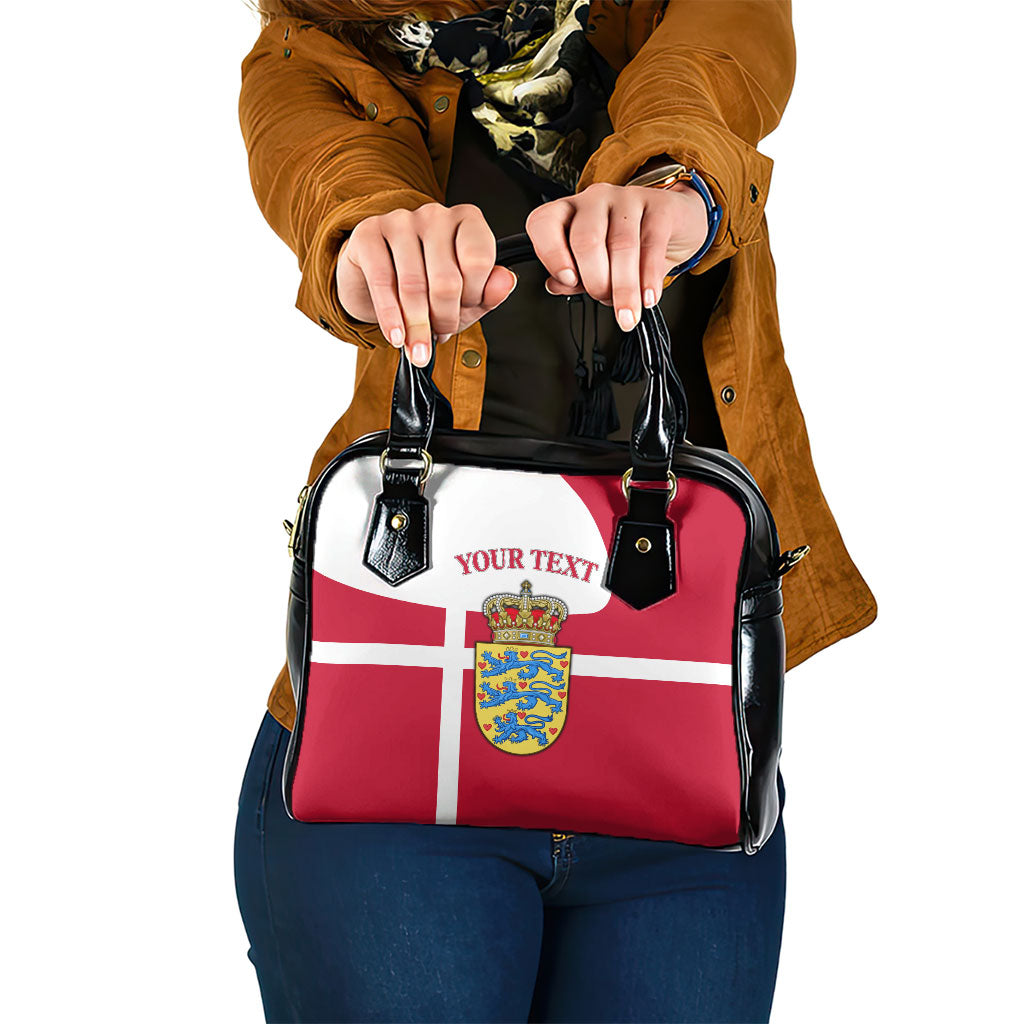Personalized Denmark Coat Of Arms Shoulder Handbag Danish Flag Heritage Graphic With Crown Symbolism