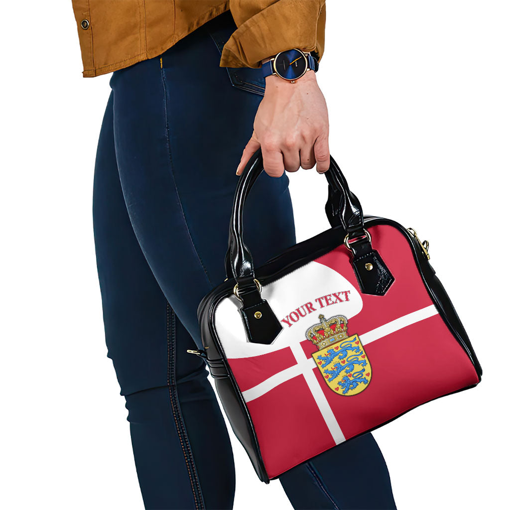 Personalized Denmark Coat Of Arms Shoulder Handbag Danish Flag Heritage Graphic With Crown Symbolism