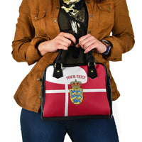 Personalized Denmark Coat Of Arms Shoulder Handbag Danish Flag Heritage Graphic With Crown Symbolism