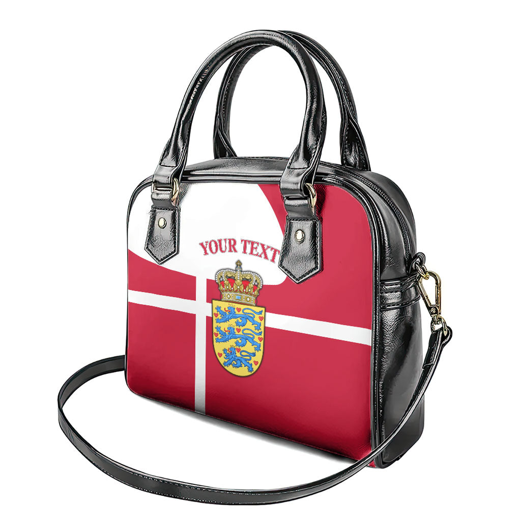 Personalized Denmark Coat Of Arms Shoulder Handbag Danish Flag Heritage Graphic With Crown Symbolism