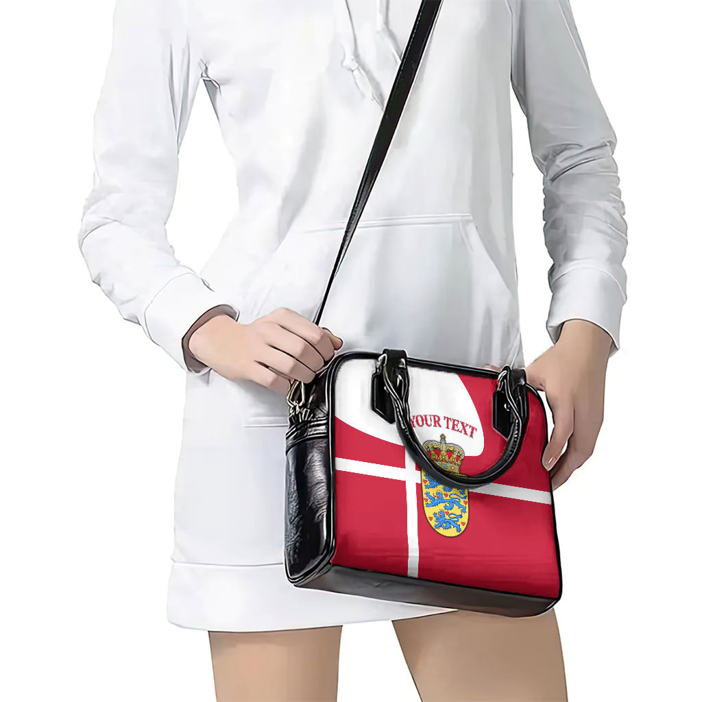 Personalized Denmark Coat Of Arms Shoulder Handbag Danish Flag Heritage Graphic With Crown Symbolism