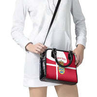 Personalized Denmark Coat Of Arms Shoulder Handbag Danish Flag Heritage Graphic With Crown Symbolism