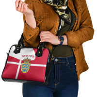 Personalized Denmark Coat Of Arms Shoulder Handbag Danish Flag Heritage Graphic With Crown Symbolism