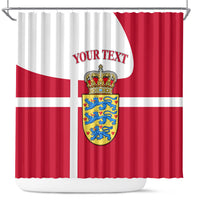 Personalized Denmark Coat Of Arms Shower Curtain Danish Flag Heritage Graphic With Crown Symbolism